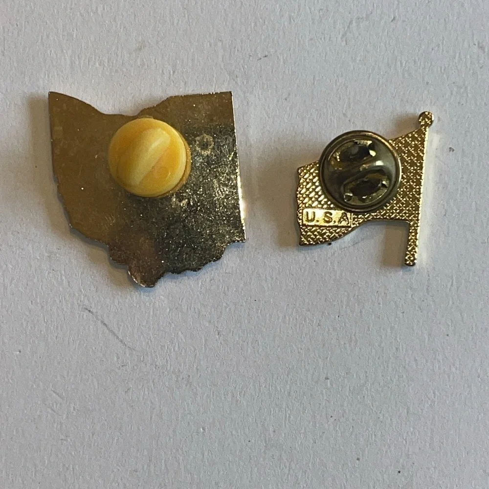 Ohio State Cardinal Pin American Flag Pins
